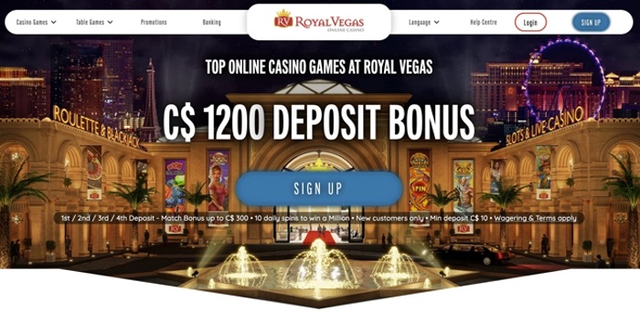 Royal Vegas Home screen 2